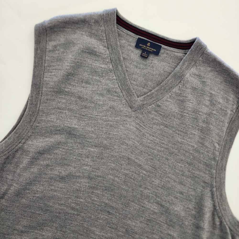 Brooks Brothers Fine Merino Wool‎ gray sweater vest mens size L
